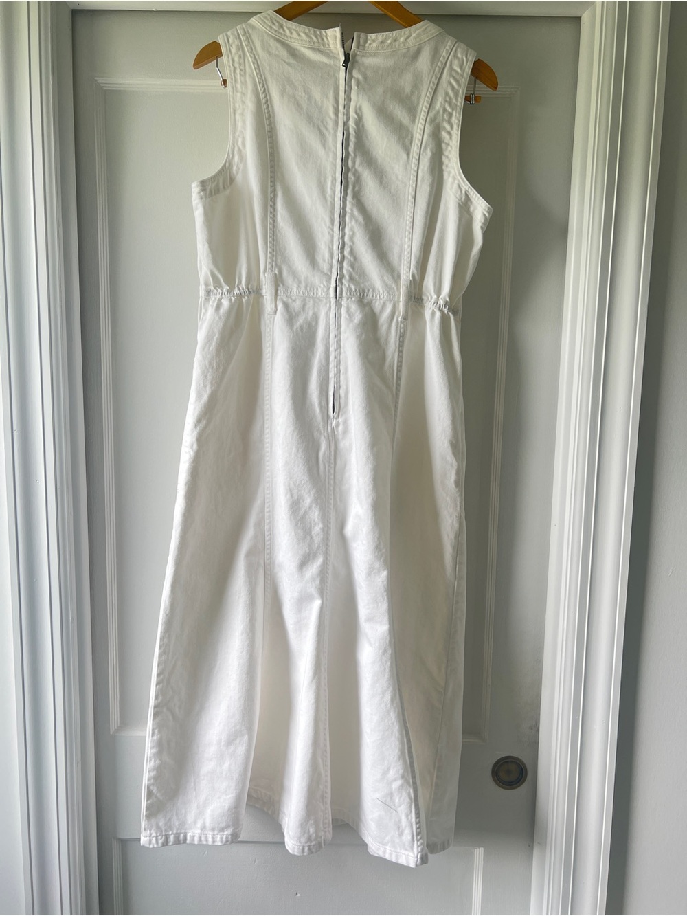 Sundance white cotton twill Sleeveless White V-Neck Maxi Dress - Picture 6 of 11